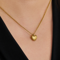 Traveller Necklace with Pendant - 22ct Gold Plated - Heart - Ø 10mm - Length adjustable 38+3+3 cm
