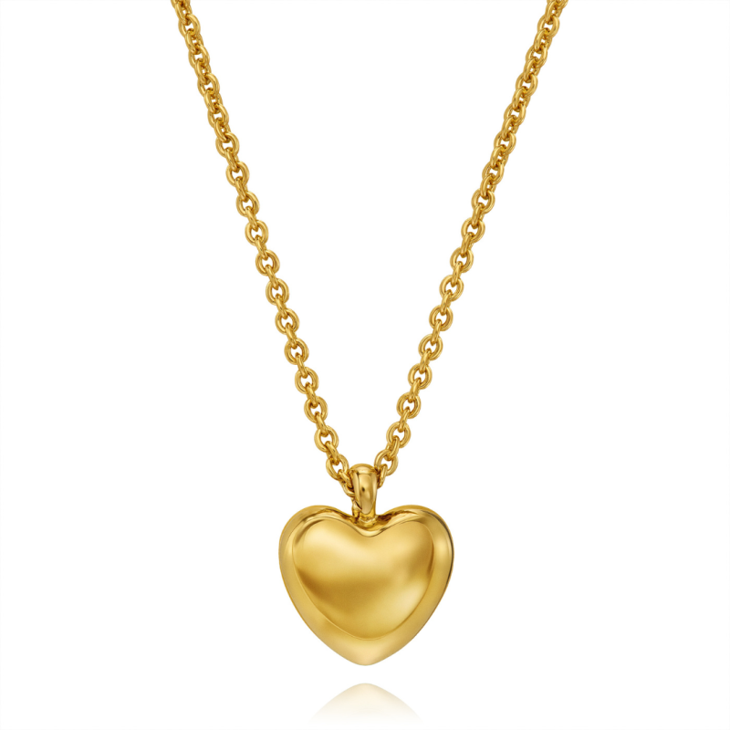 Traveller Necklace with Pendant - 22ct Gold Plated - Heart - Ø 10mm - Length adjustable 38+3+3 cm