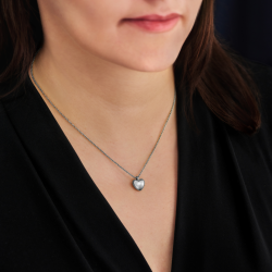 Traveller Necklace with Pendant - Silver Coloured - Heart - Ø10mm - Platinum Plated - Length adjustable 38+3+3cm