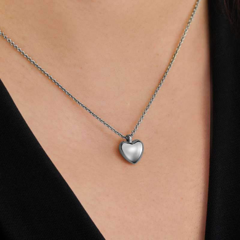 Traveller Necklace with Pendant - Silver Coloured - Heart - Ø10mm - Platinum Plated - Length adjustable 38+3+3cm - 157812