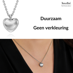 Traveller Dames Ketting met Hanger - Zilverkleurig - Hart / Hartje - Ø10mm - Geplatineerd - Lengte verstelbaar 38+3+3cm -157812