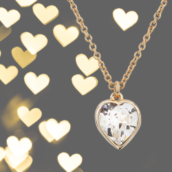 Traveller Dames Ketting met Hanger - 22kt Verguld - Hartje - Swarovski Kristal - 11x10 mm - 38+3+3 cm