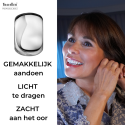 Traveller Clip Oorbellen - Zilverkleurig - Geplatineerd - Halfrond - 25x18 mm
