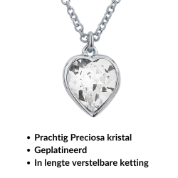 Traveller Dames Ketting met Hanger - Zilverkleurig - Hartje - Swarovski Kristal - 11x10 mm - Geplatineerd - 38+3+3 cm - 157258