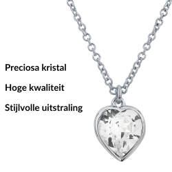 Traveller Ketting met Hanger - Zilverkleurig - Hartje - Swarovski Kristal - 11x10 mm - Geplatineerd - 38+3+3 cm - 157258