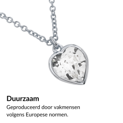 Traveller Ketting met Hanger - Zilverkleurig - Hartje - Swarovski Kristal - 11x10 mm - Geplatineerd - 38+3+3 cm - 157258