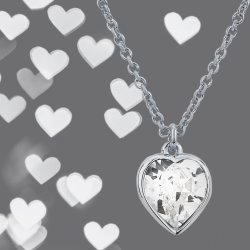 Traveller Dames Ketting met Hanger - Zilverkleurig - Hartje - Swarovski Kristal - 11x10 mm - Geplatineerd - 38+3+3 cm - 157258