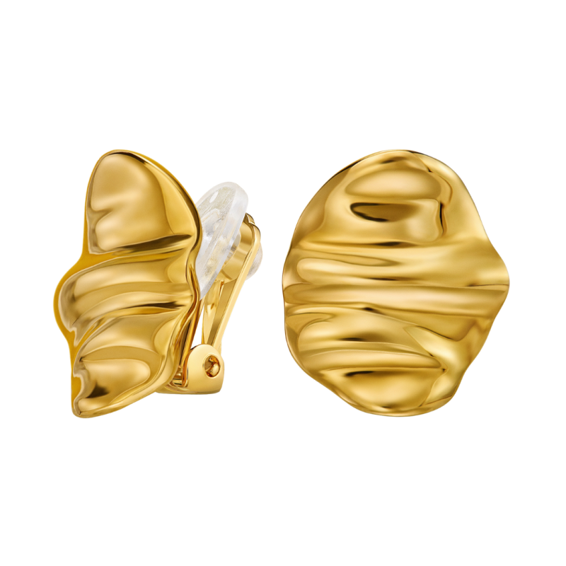 Traveller Earrings - 22ct Gold Plated - Waves - 20x16 mm - 157767