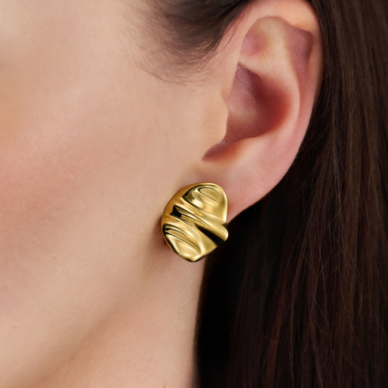 Traveller Clip Oorbellen - 22kt Verguld - Golvend - 20x16 mm - 157767