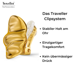 Traveller Clip Oorbellen - 22kt Verguld - Golvend - 20x16 mm - 157767