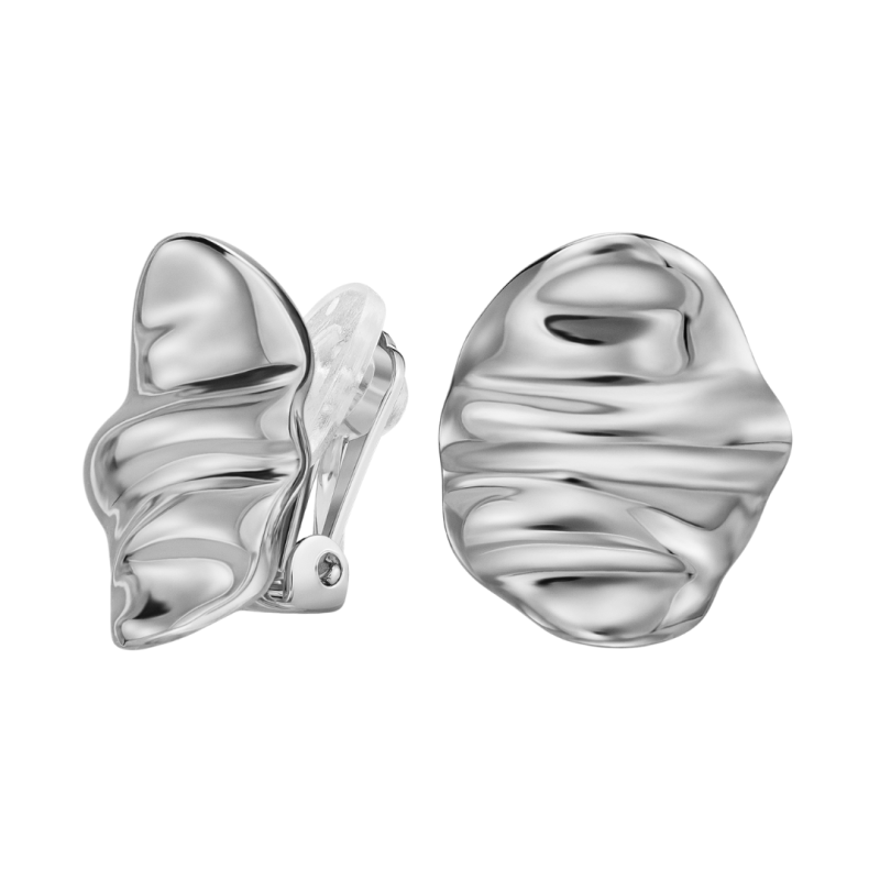 Traveller Earrings - Silver Coloured - Waves - Platinum Plated - 20x16 mm - 157768