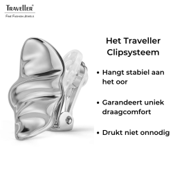 Traveller Clip Oorbellen - Zilverkleurig - Golvend - Geplatineerd - 20x16 mm - 157768