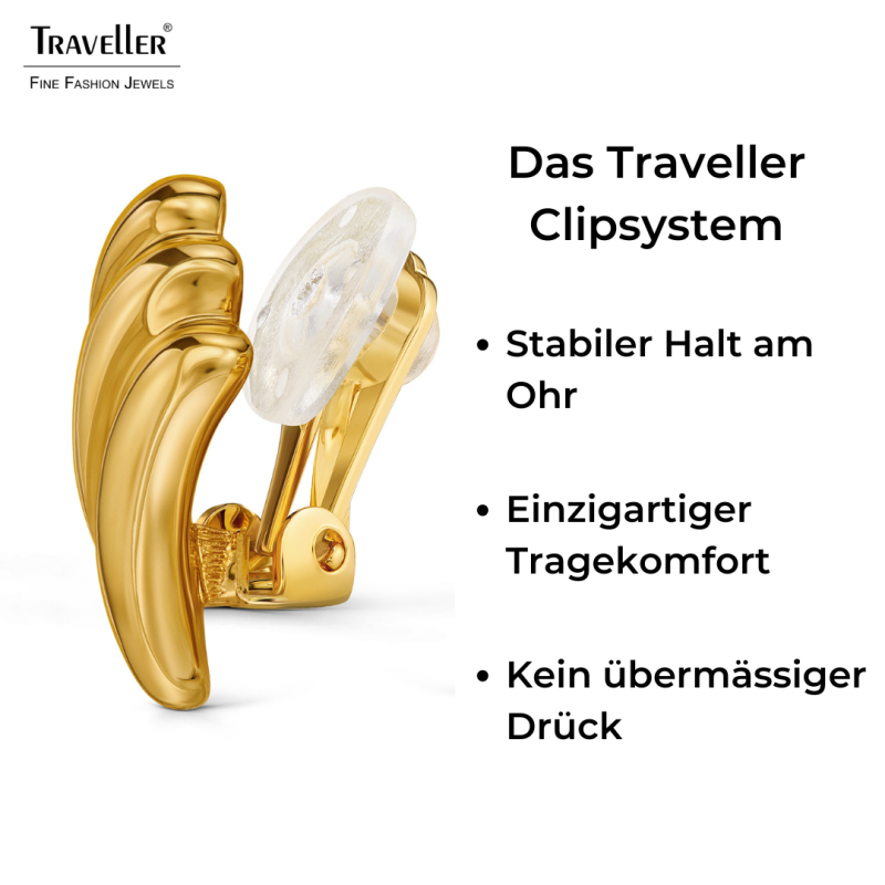 Traveller Clip Oorbellen - 22kt Verguld - 17x10 mm