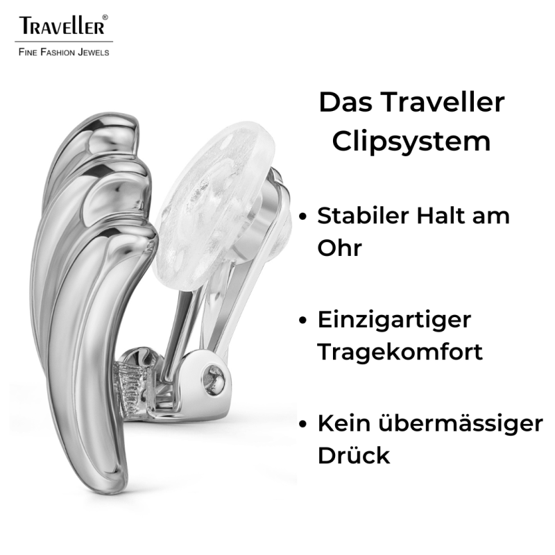 Traveller Ohrclips - Silberfarben - Platiniert - 17x10 mm