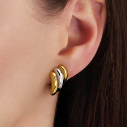 Traveller Clip-on Earrings - Bicolor - 22ct Gold Plated & platinum Plated - 17x10 mm - 157771 