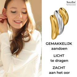 Traveller Clip Oorbellen - Bicolor - 22kt Verguld & Geplatineerd - 17x10 mm - 157771