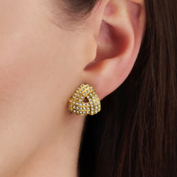 Traveller Clip-on Earrings - 22ct Gold Plated - Crystals - Triangle - 15x15 mm - 157772