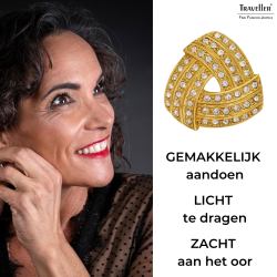 Traveller Clip Oorbellen - 22kt Verguld - Kristallen - Driehoek - 15 x 15 mm