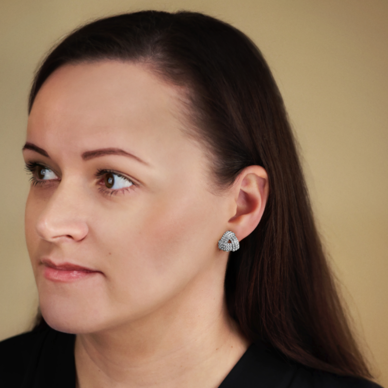 Traveller Clip-on Earrings - Silver Coloured - Crystals - Triangle - Platinum Plated - 15x15 mm