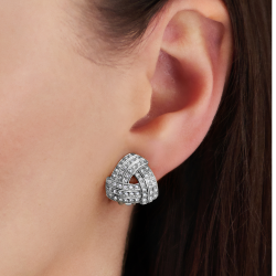 Traveller Clip-on Earrings - Silver Coloured - Crystals - Triangle - Platinum Plated - 15x15 mm