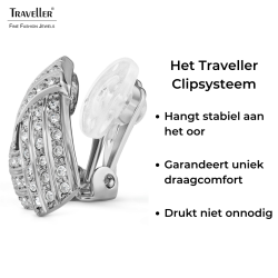 Traveller Clip Oorbellen - Zilverkleurig - Kristallen - Driehoek - Geplatineerd - 15 x 15 mm
