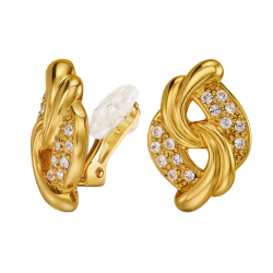 Traveller Clip-on Earrings - 22ct Gold Plated - Crystals - 20x13 mm - 157782