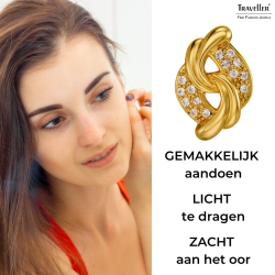 Traveller Clip Oorbellen - 22kt Verguld - Kristallen - 20x13 mm - 157782