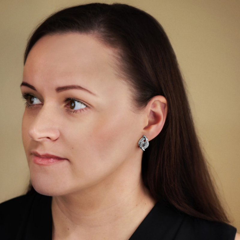 Traveller Clip Oorbellen - Zilverkleurig - Kristallen - Geplatineerd - 20x13 mm