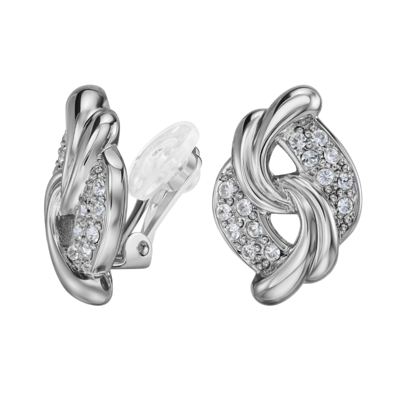 Traveller Ohrclip - Silberfarben - Kristalle - Platiniert - 20x13 mm - 157783