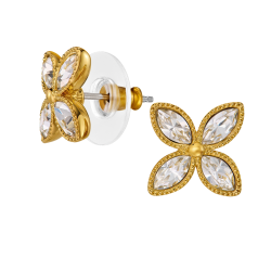 Traveller Earrings - 22ct Gold Plated - Crystals - Flower - Ø 13 mm  - 157790