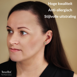 Traveller Oorstekers - 22kt Verguld - Kristal - Bloem - Ø 13 mm