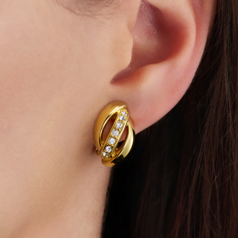 Traveller Ohrclips - 22kt Vergoldet - Kristalle - 18x10 mm - 157774