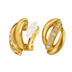 TravellerClip-on Earrings - 22ct Gold Plated - Crystals - 18x10 mm - 157774