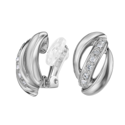 Traveller Clip Oorbellen - Zilverkleurig - Kristal - Geplatineerd - 18x10 mm - 157775