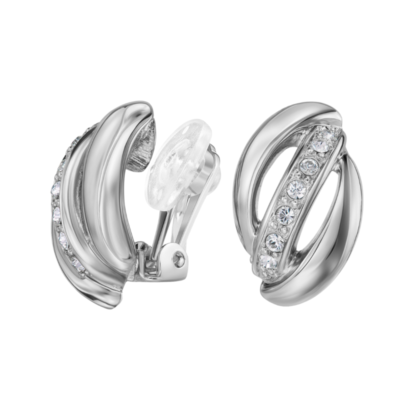 Traveller Ohrclips - Silberfarben - Kristalle - Platiniert - 18x10 mm - 157775