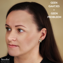 Traveller Clip Oorbellen - 22kt Verguld - Kristallen - Bloem - 20x12 mm