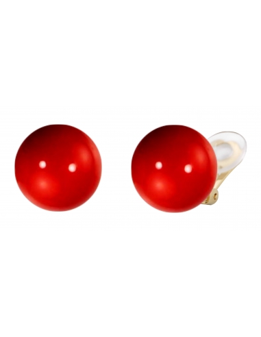 Traveller Clip Earrings - 16mm Red Coral - Gold plated - 112318