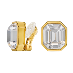 Traveller Clip Oorbellen - 22kt Verguld - Kristal - 12x10 mm - Rechthoek - 14x12mm