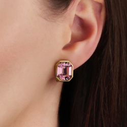 Traveller Clip-on Earrings - 22ct Gold Plated - Crystal - 12x10 mm - Light Purple - 14x12mm