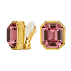 Traveller Clip-on Earrings - 22ct Gold Plated - Crystal - 12x10 mm - Light Purple - 14x12mm - 157786