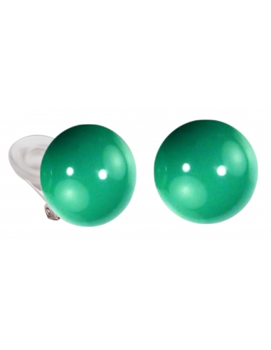 Traveller Clip Earrings with 16mm Jade from Swarovski Rhodium plated - 112320