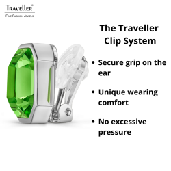 Traveller Clip Oorbellen - Zilverkleurig - Kristal - Groen / Peridot - 12x10 mm - Geplatineerd - 14x12mm - 157788