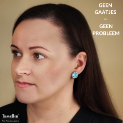 Traveller Clip Oorbellen - Zilverkleurig - Kristal - Licht Blauw - 12x10 mm - Geplatineerd - 14x12mm - 157789