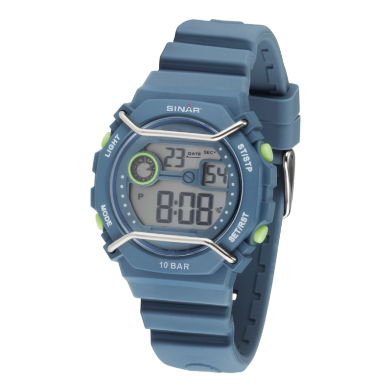 Sinar Uhr - Digital - Hellblau - 10 Bar wasserdicht - Ø 40 mm - Verstellbares Armband (14-19.5 cm) - XE-69-5