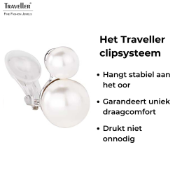 Traveller Clip Oorbellen - Zilverkleurig - Parels - 8 en 12 mm - Wit - Geplatineerd - 20x12 mm
