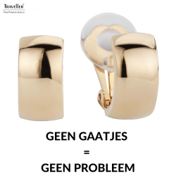 Traveller Clip Oorbellen - 22kt Verguld - Half rond - Goudkleurig - 16x 8 mm - 138020