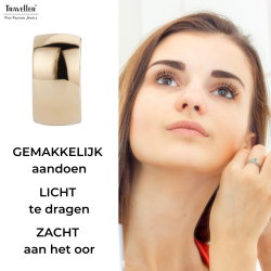 Traveller Clip Oorbellen - 22kt Verguld - Half rond - Goudkleurig - 16x 8 mm - 138020