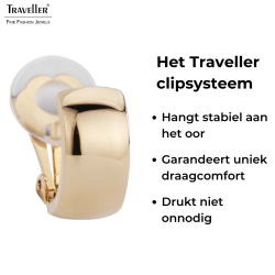 Traveller Clip Oorbellen - 22kt Verguld - Half rond - Goudkleurig - 16x 8 mm