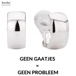 Traveller Clip Oorbellen - Geplatineerd - Half rond - Zilverkleurig - 16x8 mm - 138021