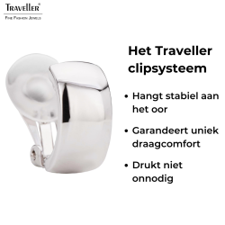 Traveller Clip Oorbellen - Geplatineerd - Half rond - Zilverkleurig - 16x8 mm